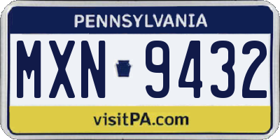 PA license plate MXN9432