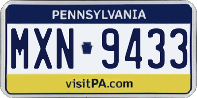 PA license plate MXN9433