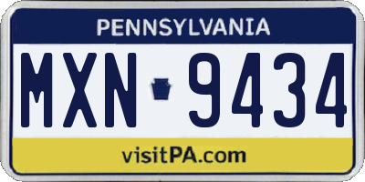 PA license plate MXN9434