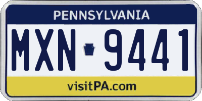 PA license plate MXN9441