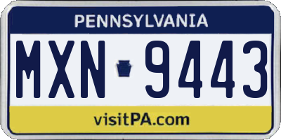 PA license plate MXN9443