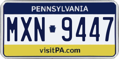 PA license plate MXN9447