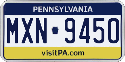 PA license plate MXN9450