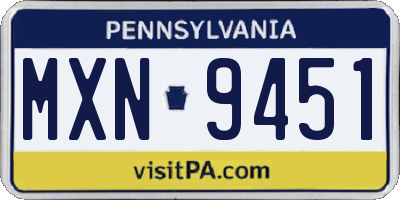 PA license plate MXN9451