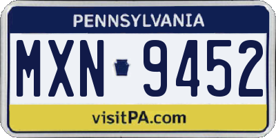 PA license plate MXN9452