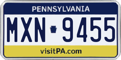 PA license plate MXN9455