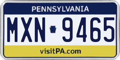 PA license plate MXN9465