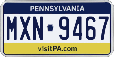 PA license plate MXN9467