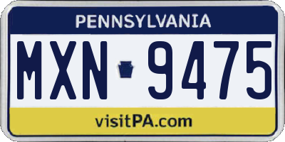 PA license plate MXN9475