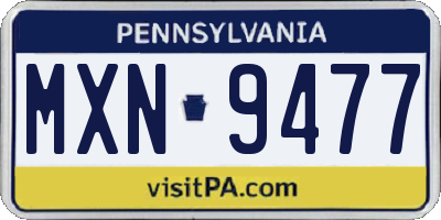 PA license plate MXN9477