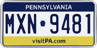 PA license plate MXN9481