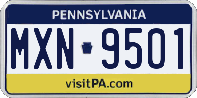 PA license plate MXN9501