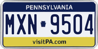 PA license plate MXN9504