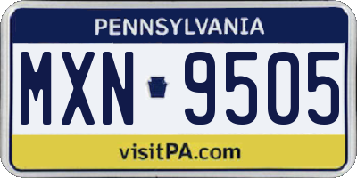 PA license plate MXN9505