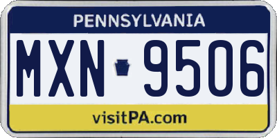 PA license plate MXN9506