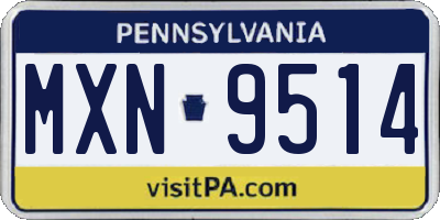 PA license plate MXN9514