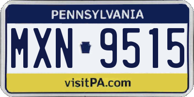 PA license plate MXN9515