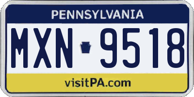PA license plate MXN9518