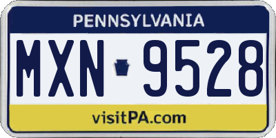PA license plate MXN9528