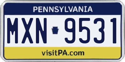 PA license plate MXN9531