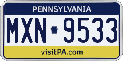 PA license plate MXN9533