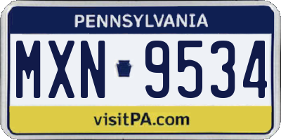 PA license plate MXN9534