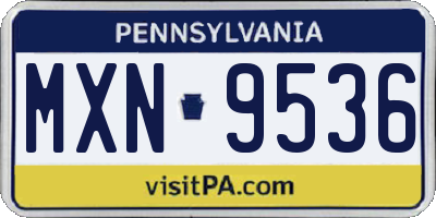 PA license plate MXN9536