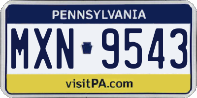 PA license plate MXN9543