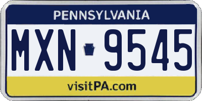 PA license plate MXN9545