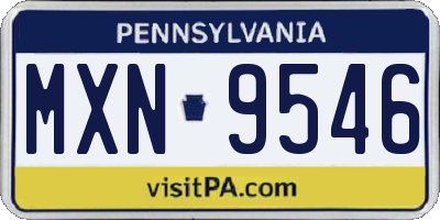 PA license plate MXN9546