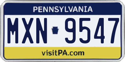 PA license plate MXN9547