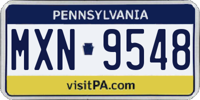PA license plate MXN9548