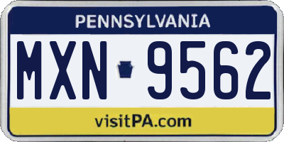 PA license plate MXN9562