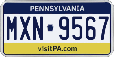 PA license plate MXN9567