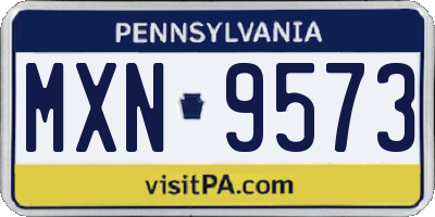 PA license plate MXN9573