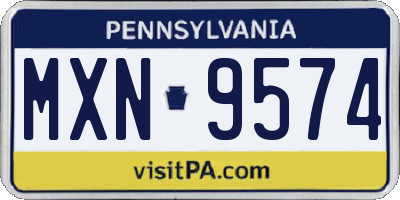 PA license plate MXN9574