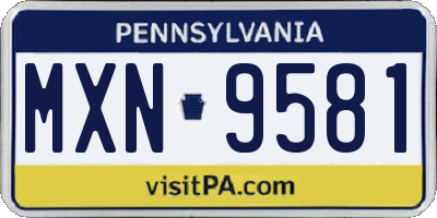 PA license plate MXN9581