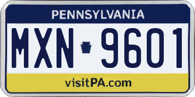 PA license plate MXN9601