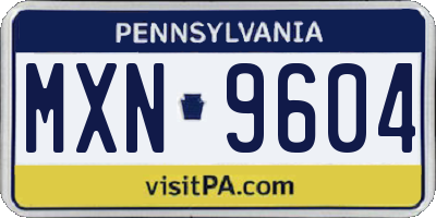 PA license plate MXN9604