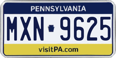 PA license plate MXN9625