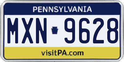 PA license plate MXN9628
