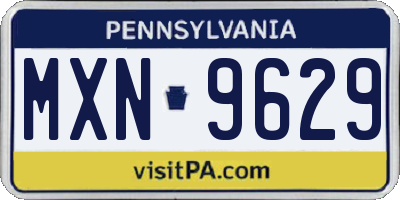 PA license plate MXN9629