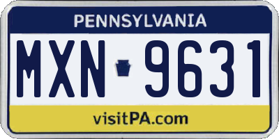 PA license plate MXN9631