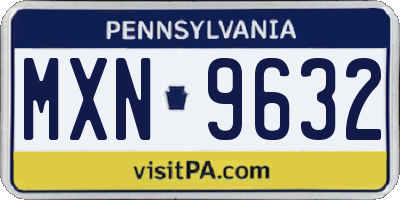 PA license plate MXN9632