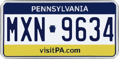 PA license plate MXN9634