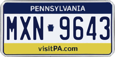 PA license plate MXN9643