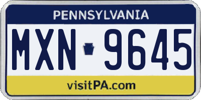 PA license plate MXN9645