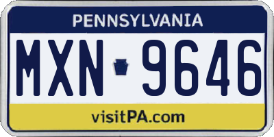 PA license plate MXN9646