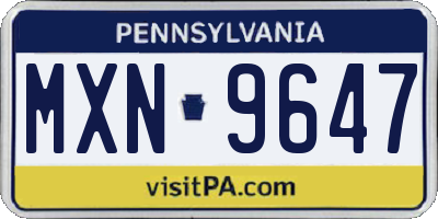 PA license plate MXN9647