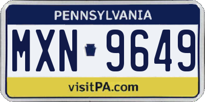 PA license plate MXN9649